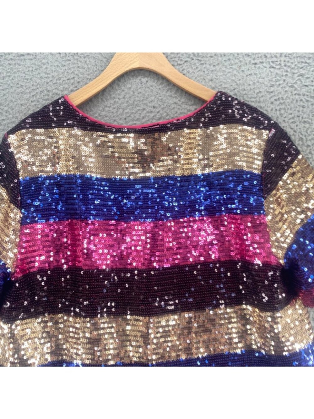 Tracee Ellis Ross Top Womens Extra Large Purple Multi Stripe Sequin Crop Party - Picture 4 of 10